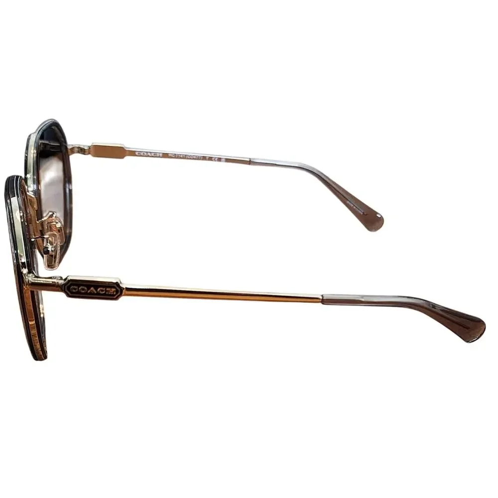 Coach Geometric Sunglasses, Clear Grey & Gold, NIB - Picture 4 of 8